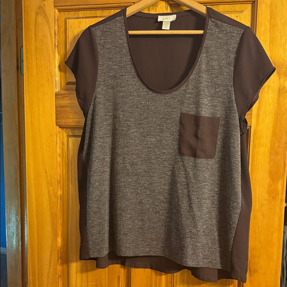 LOFT Women's Charcoal and Chocolate Blouse